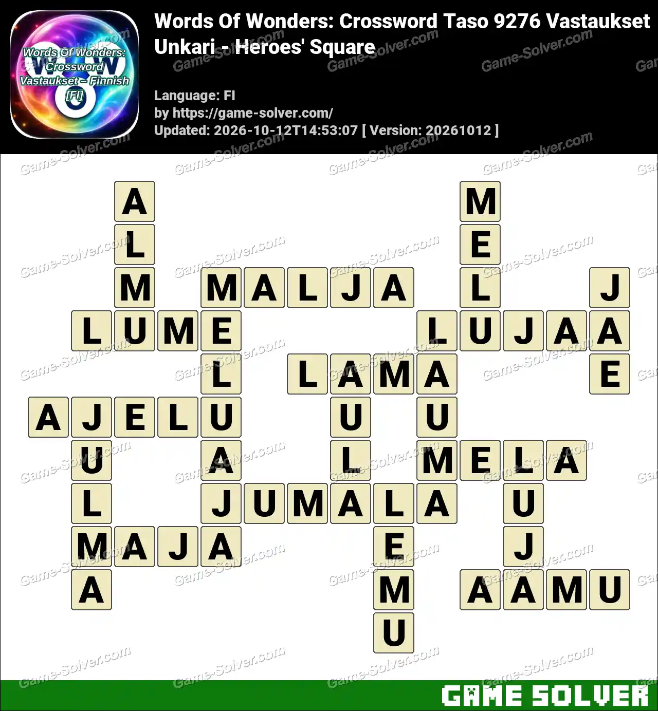Words Of Wonders: Crossword Taso 9276 Vastaukset – Unkari – Heroes’ Square